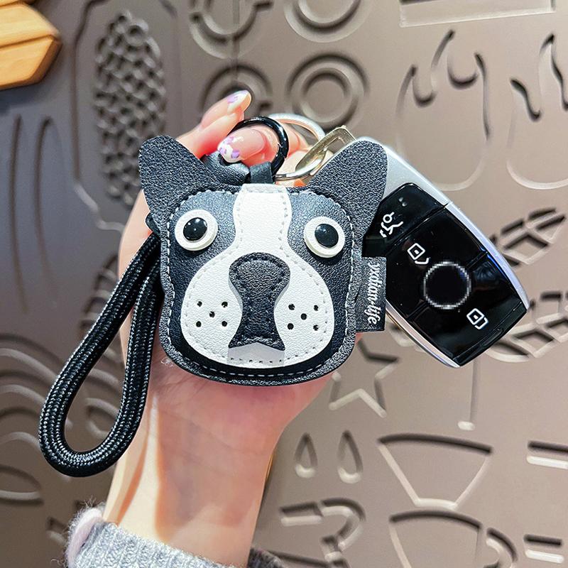 Cute Cartoon Leather Dog Pendant Keychains For Women Bag Pendant Car Key Chains  Backpack Decoration Accessories Gifts