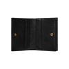 Gucci Animalier distressed metal bee decoration hot stamped slogan bifold leather wallet card holder women's black