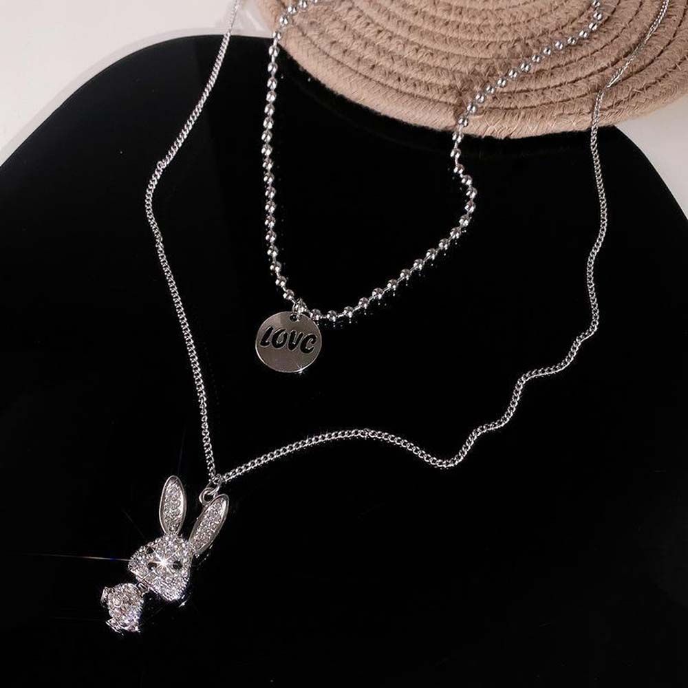 

Rabbit Sweater Chains Korean Style Titanium Steel Choker Rabbit Pendant Necklace Women Necklaces