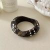 Oversized Studs Resin Bracelet Brown White Marbling Geometric Irregular Cuff Bracelet Thick Wide-Band Exaggerated Chunky Bangle