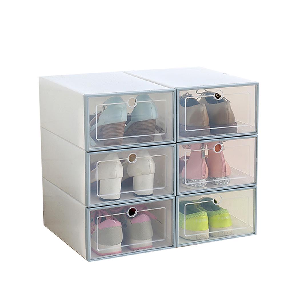 Cheap 6 Pcs Foldable Plastic Transparent Drawer Case Shoe Storage Organizer Stackable Box