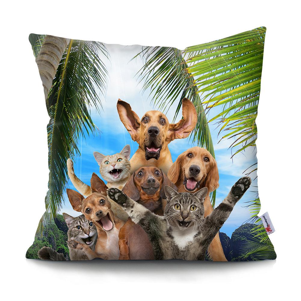 Cute Animal Home Decor Pillowcase Beach Funny Dog Cushion Cover Car Sofa Home Decor Pillowcase Polyester Throw Pillow