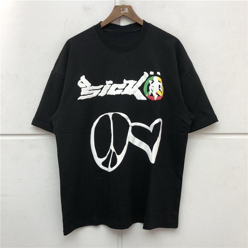

2023SS Puff Print Sicko T-shirt Men Women Best Quality T-shirt Black White Summer Style Tops Tee 100% Cotton Streetwear T shirt 4XL