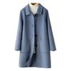 Women Winter Coat Formal Business Style Turn-down Collar Single-breasted Mid Length Overcoat OL Commuting Jacket Solid Color Thick Outerwear