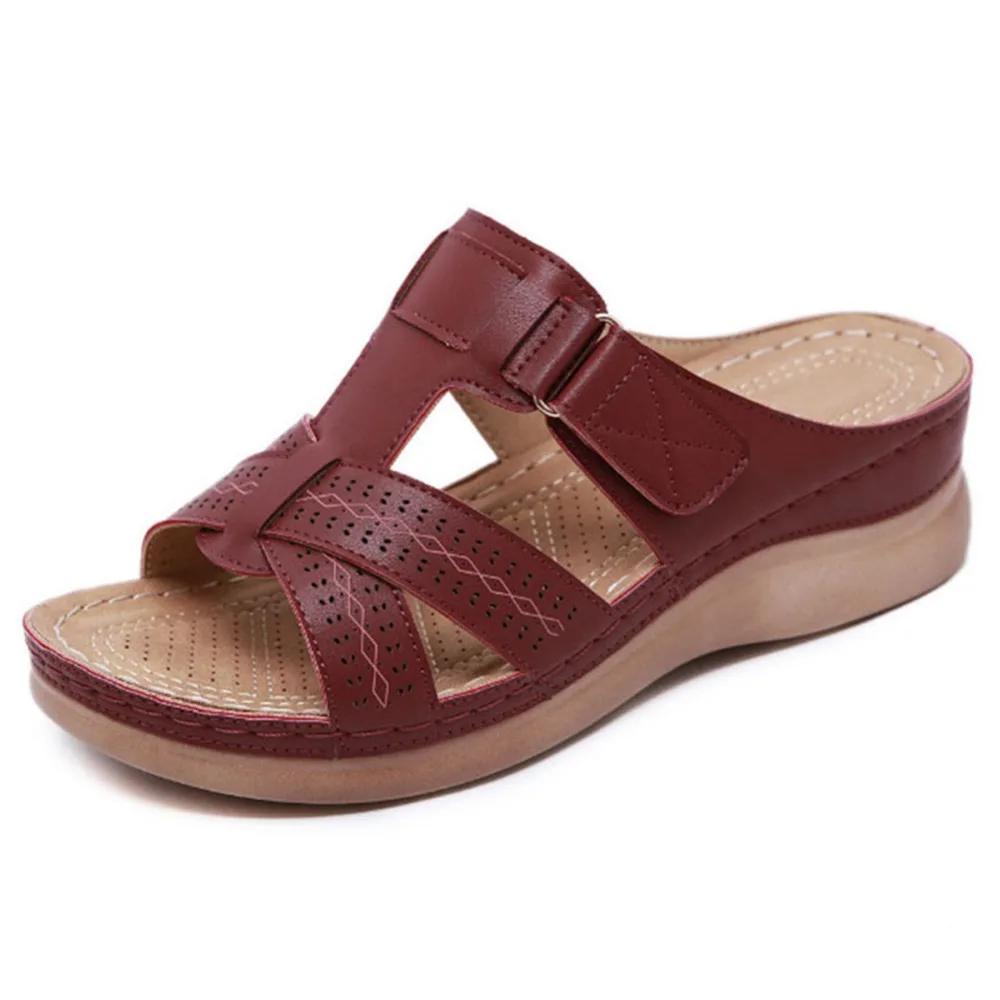 Fashion Summer Women Shoes Sandals Open Toe Sandals Anti-slip PU Leather Casual Female Platform Shoes Plus Size Women Slippers