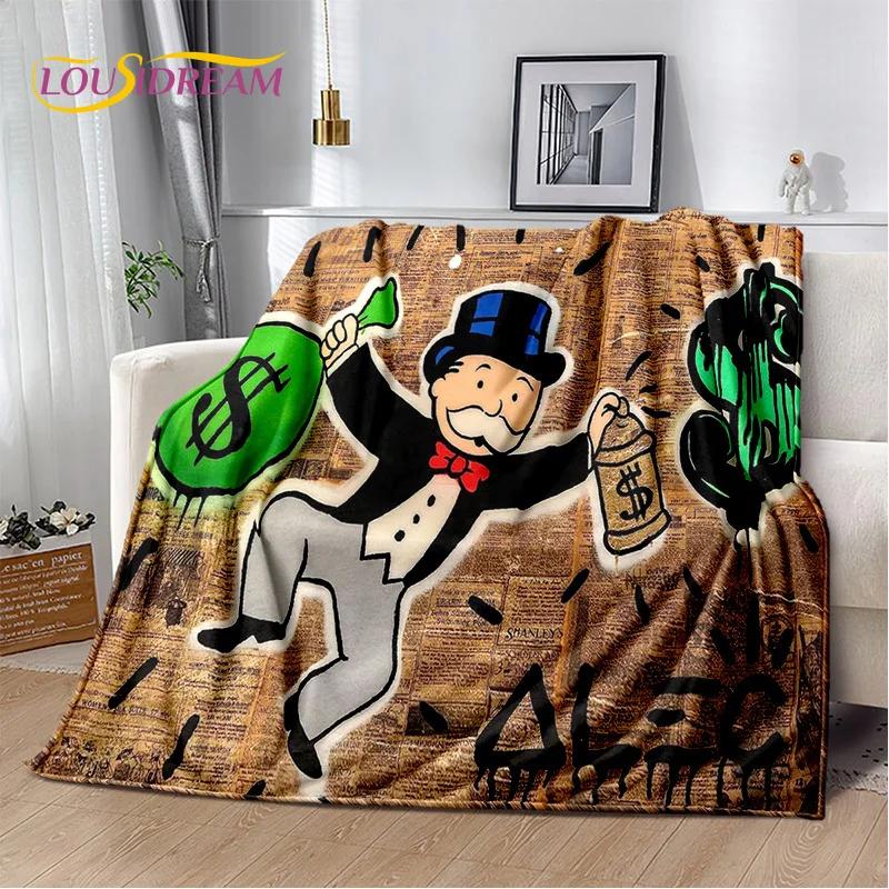 Games Dollar Monopoly Cartoon Money Soft Blankets,Keep Warm Throw Blanket Comfortable Blanket for Picnic Beds Sofa Home Bedroom