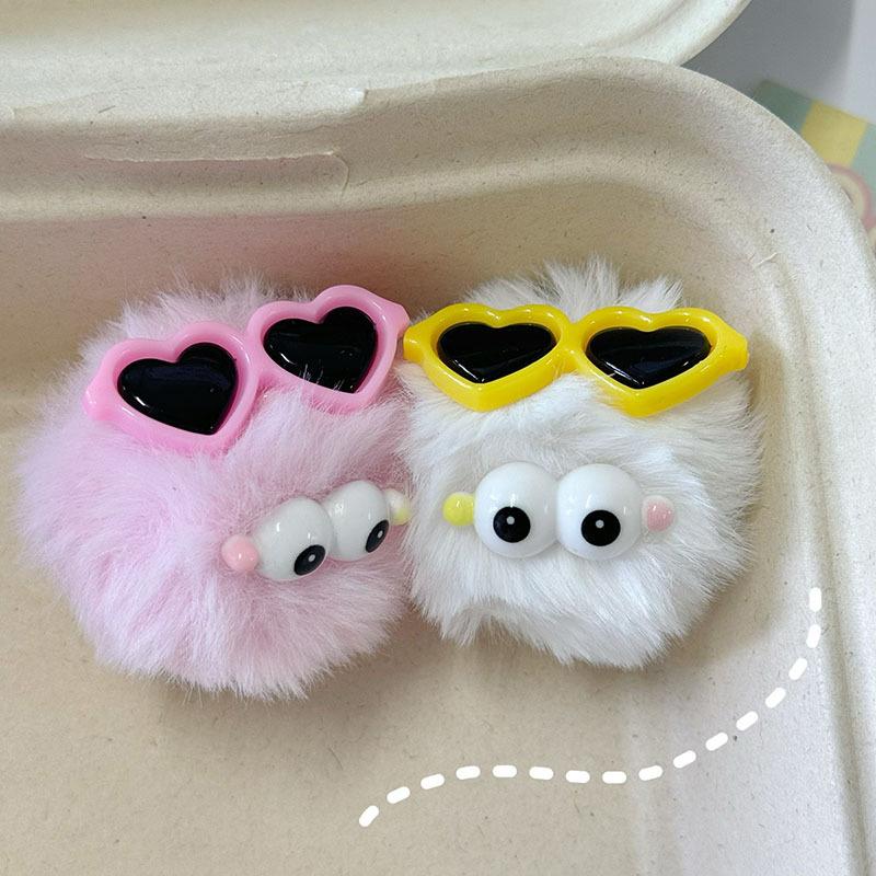 Kawaii Sunglass Hair Ball Keychain Creative Cartoon Plush Doll Keyring Bag Pendant Backpack Hanging Decoration Couple Gifts