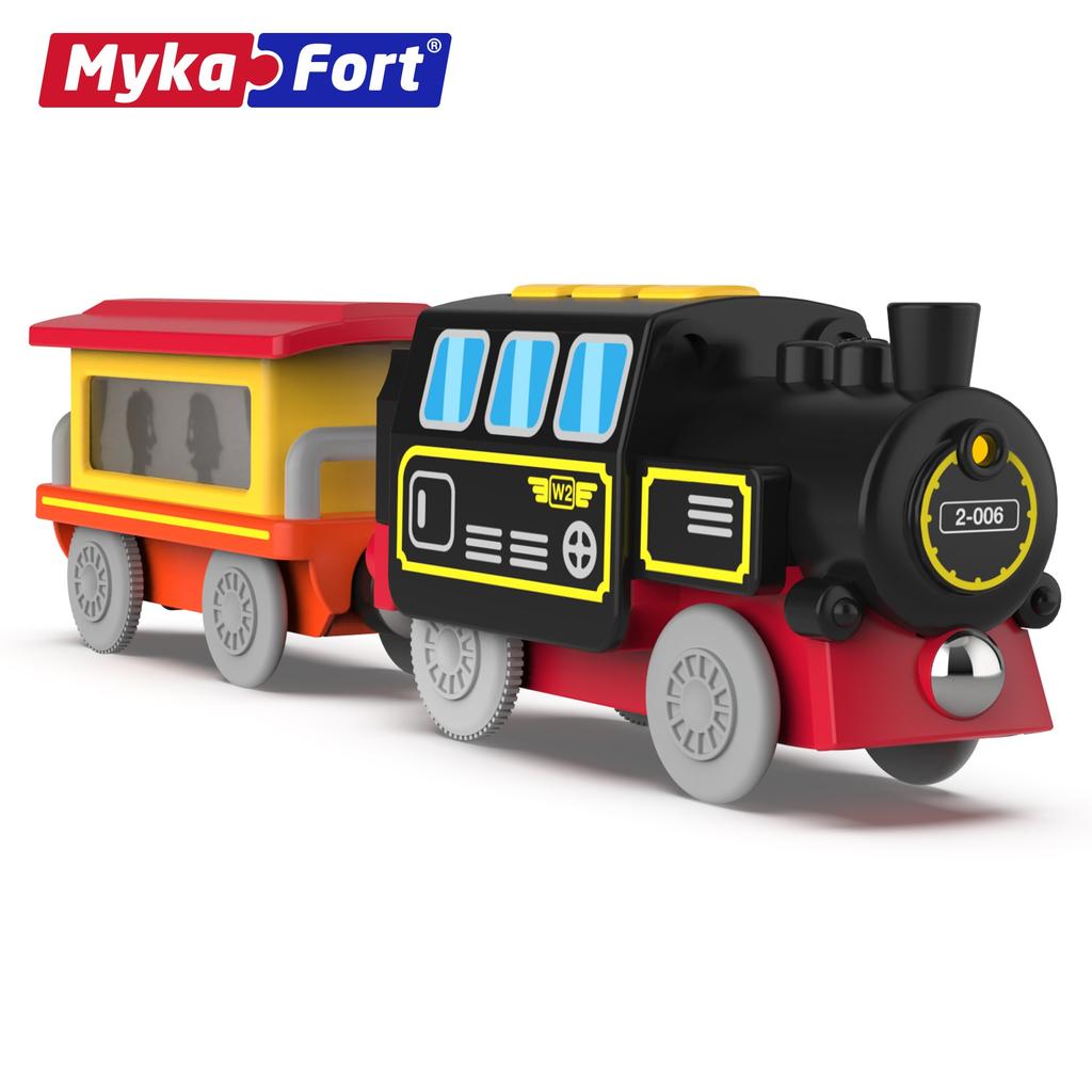 Children's Electric Antique Wooden Suit Rail Car Light Sound Effect Simulation Retro Small Train Gift