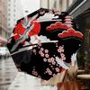 1pc Japanese Cranes Automatic Folding Umbrella, Heavy Duty 8 Rib Iron Frame,  Suitable for Travel, Daily Use, Birthday, Decor Gift m0104014