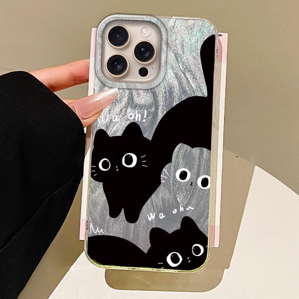 Artistic Embracing Black Cat Phone Case for Apple iphone 16 15 14 7 8 Plus 13 Pro Max 16e SE 2022 X XS Shell Silicone Back Cover