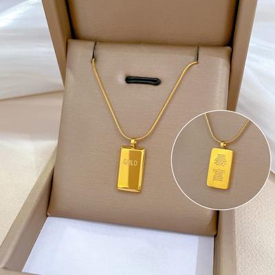 Gold Bricks Get Rich Minimalist Wind Stove Real Gold Necklace Female Collarbone Chain Accessories