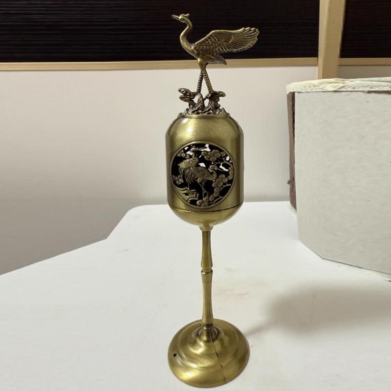 Creative Mini Aromatherapy Furnace, Home Indoor Zen Tea Ceremony Decorations, Metal Alloy, Crane style Small Incense Burner, 1Pc