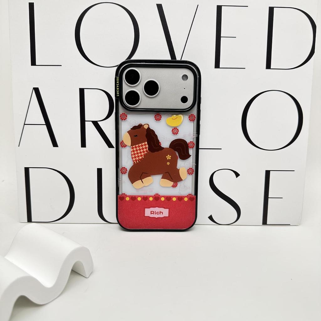 Trendy Energetic Cartoon Horse Case for iPhone 17 Pro Max/16 Pro - Anti-Fall Protection