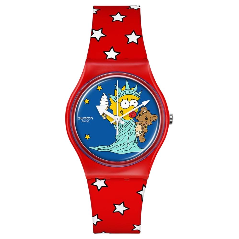 SWATCH quartz movement 30 meters waterproof fashion women s watch Swiss watch 34mm blue dial biomaterial case silicone strap SO28Z120 синий