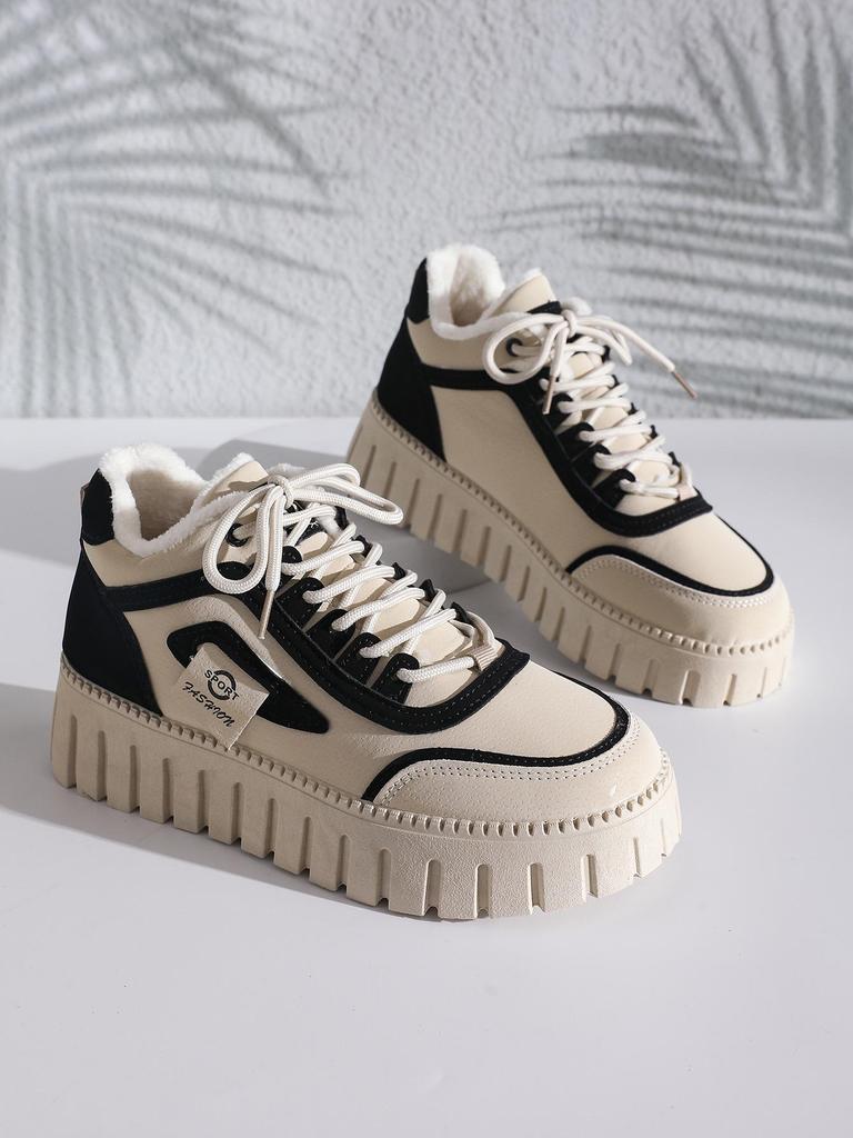 2025 Damvinterkängor i fleecefodrat högt utförande – Tjock sula, Varma, Snygga