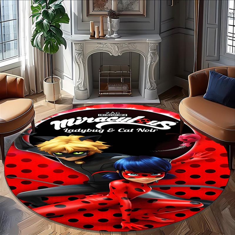 1pc Ladybug Design Printed Area Round Carpet for Bedroom Living Room Home Decor Rugs Mat Non Slip Mat Rug for Bedside