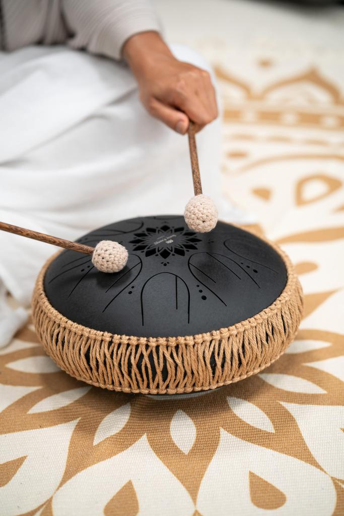 MEINL Sonic Energy Collection Medium Octave Steel Tongue B MOSTD1BK Storage Bag and Japanese Drum, Minor, 10-inch, Black, (Includes Mallets) [Official