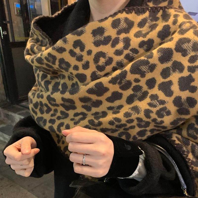 Elegant Leopard Print Long Neckerchief Casual Wear Scarf Hiphop Scarves for Casual Wear