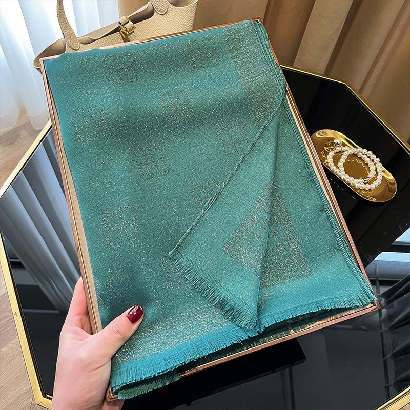 High Fashion Spring And Summer Long Silk Scarf Silk Shawl Scarf Fashion Versatile Tencel Cotton Letter Scarf