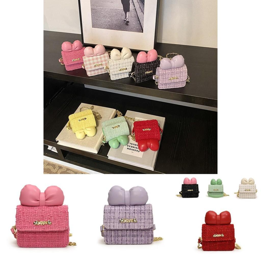Sweet Heart Bow Kids Bag Modern Chic Chain Design Breathable Pu Shoulder Purse For Boys And Girls