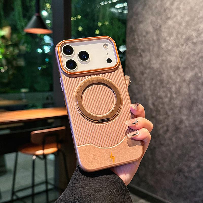 

Trendy 360°Rotatable Ring Bracket Phone Case For IPhone 17 Air 16 15 14 13 Pro Max Magnetic Wireless Charge Stripe Protect Case iPhone 13 Pro золотой