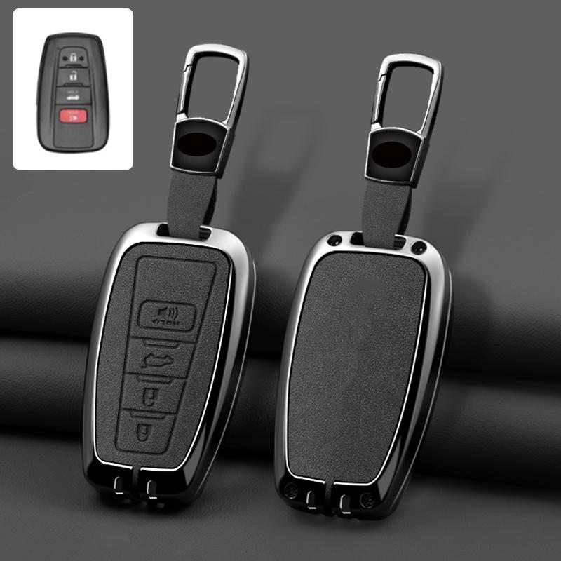 Zinc Alloy Leather Car Key Cover Housing Key Fob For Toyota Prius Camry Corolla C-Hr Chr Rav4 Land Cruiser Prado Key Fob