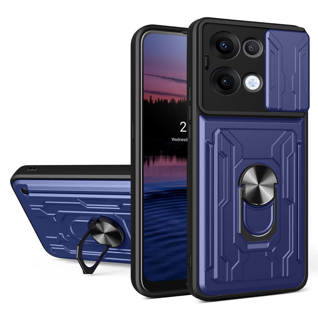 For Oppo Reno13 5G (Global) Case PC+TPU Kickstand Phone Back Cover with Camera Slider