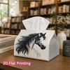 1pc, 2d Flat Printing, Tissue Box Horse Portrait Pattern Printing Party Tissue Box, Multifunctional Kitchen and Dining Table, Coffee Table and Dining