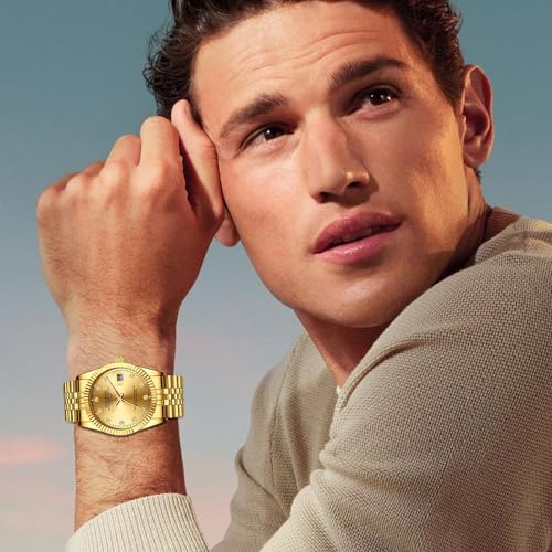 Couple's Gold Stainless Steel Watches: 3ATM Water Resistant, Stylish Analog Display, Japanese-Made Quartz Movement, Gold, Leisure, Business, Men's, Wo