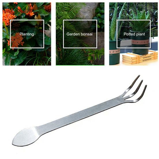 2 Pcs Bonsai Tree Root Rake 3-Prong Stainless Steel Hand Rake Home Gardening Mini Rake for Loosening Soil Potted Plants