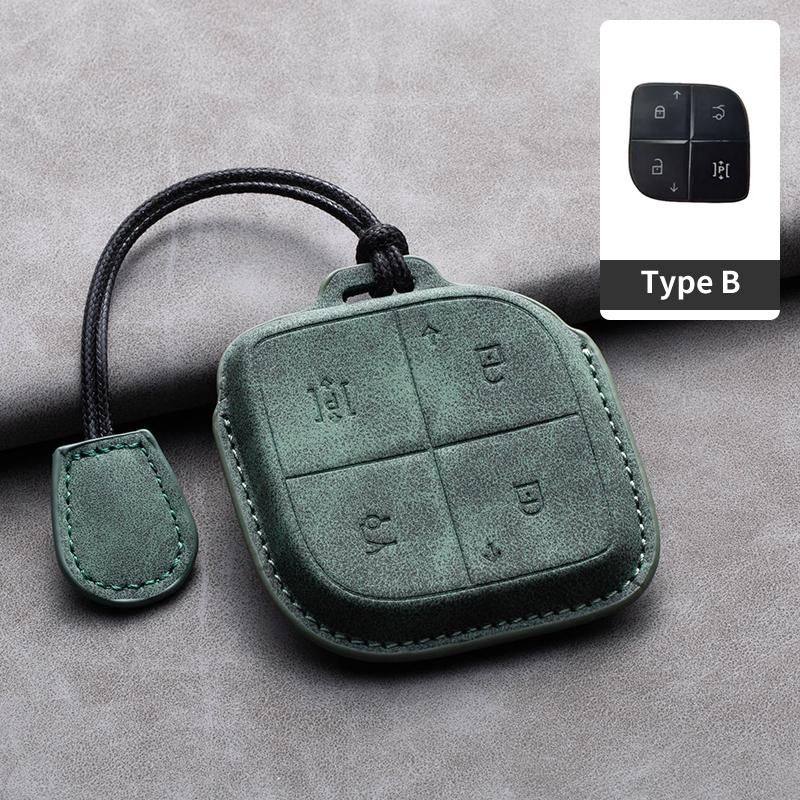 Geschikt Voor Lynk&Co 08    Leren Auto Slimme Afstandsbediening Sleutelhoesje Auto Sleutel Beschermhoes Decoratie Accessoires gray