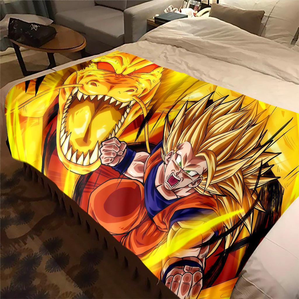 1PC Son Goku  Print Flannel Blanket, High Quality All Seasons, Home Decor, Warmth and Comfort, Perfect for Christmas Gifts