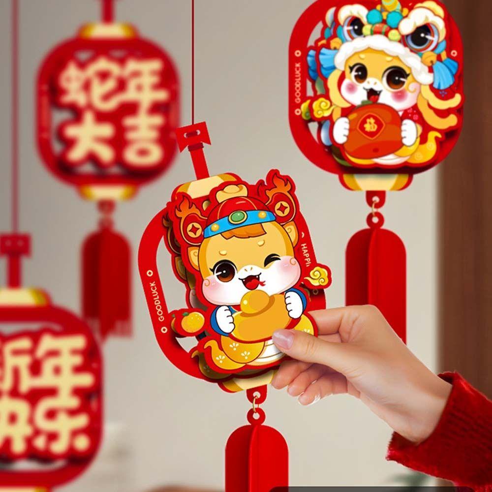 6pcs 3D Chinese Snake Year Pendants Red Spring Festival Supplies  Housewarming Mascot