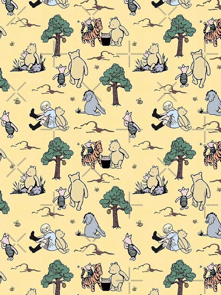 Winnie the Pooh Classic Pooh and Friends Storybook Sketches Soft Yellow Graphic T-Shirt