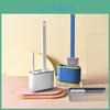 In 2 Wikhostar 1 Toilet Brush Water Leak Proof With Base Silicone Toilet Brush Holder Toilet Cleaning Brush Bathroom Accessories