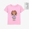 New Children's Short-sleeved European and American Girls T-shirt Doll Cartoon Printed Pattern Round Neck Top Clothes
