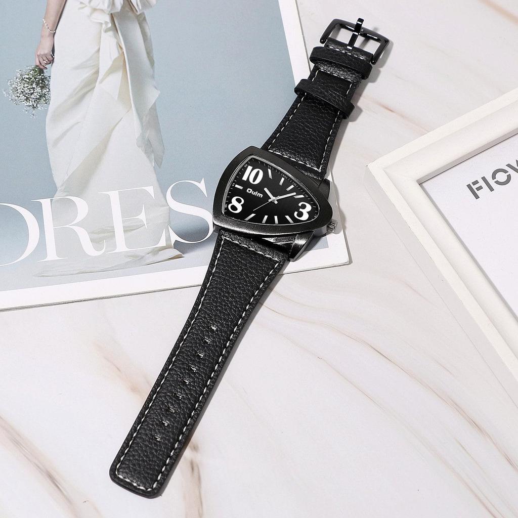 Men's Triangle Wristwatch - Novelty, Waterproof, Leather Strap, Antique Style, Luminous, Analog Quartz Watch - Men's Accessory - Perfect Gift for