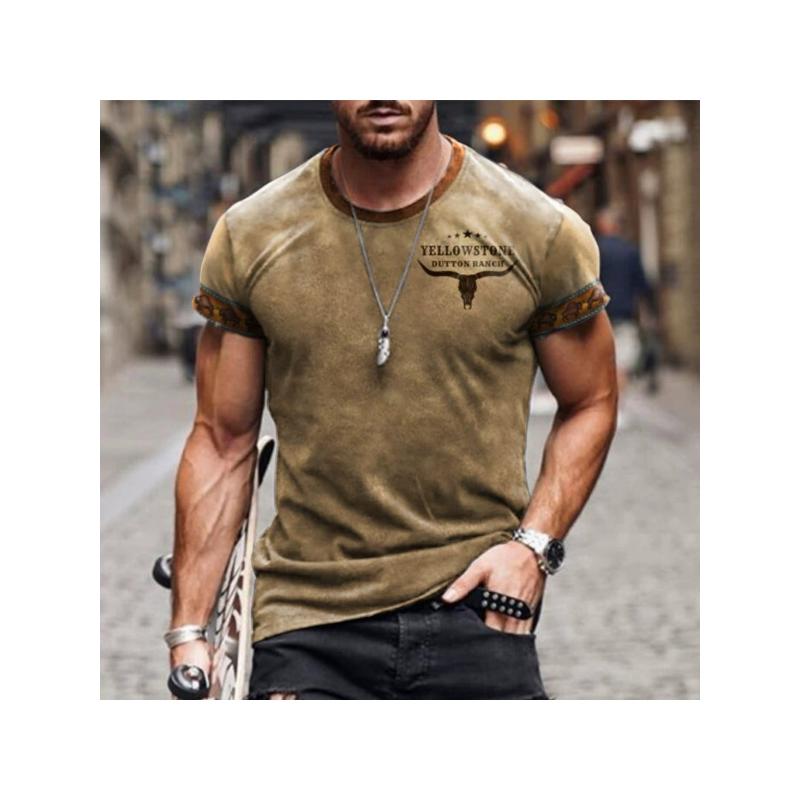 Men's 3D Printed T-Shirt Vintage pattern printing Short Sleeve O-Neck Pullover casual top