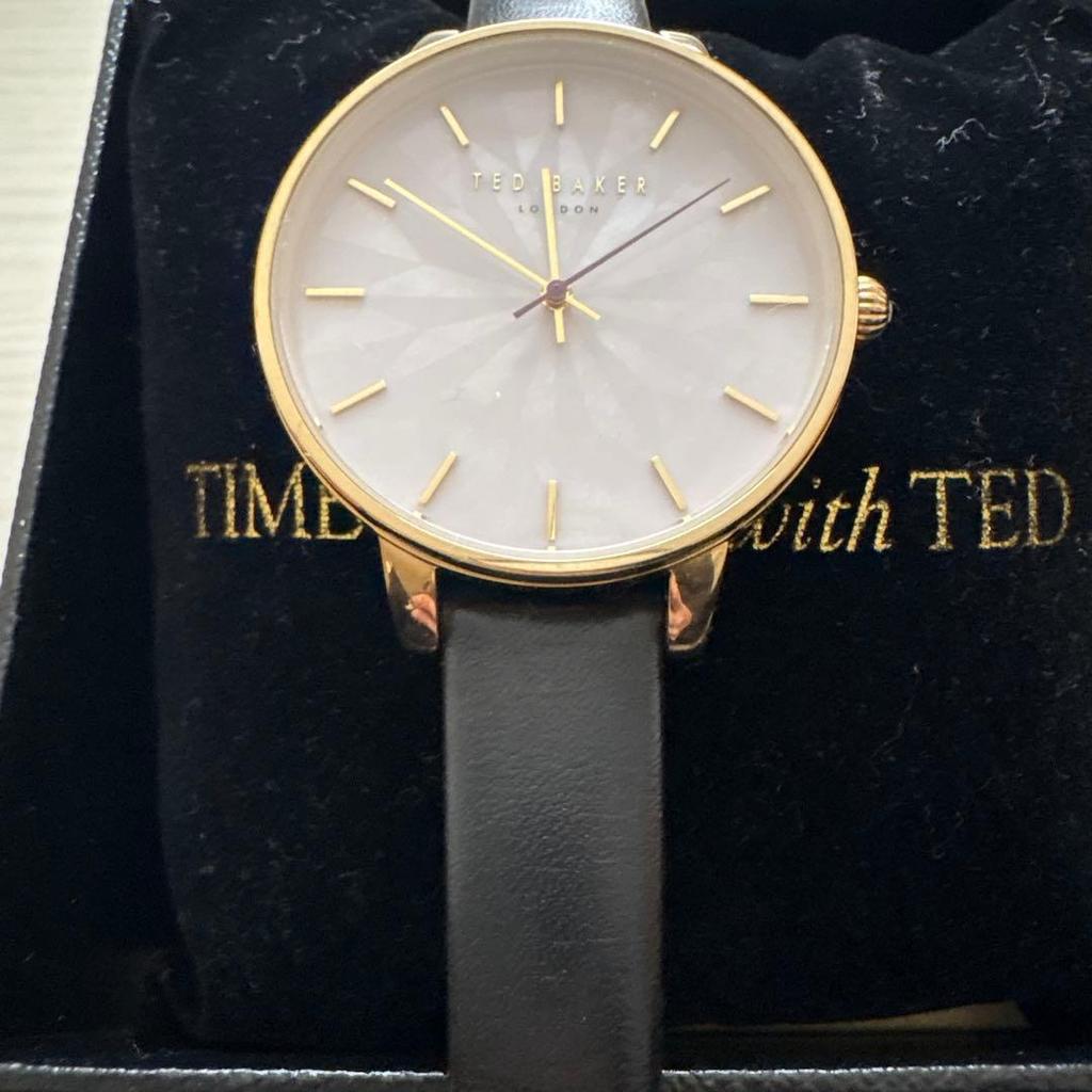 Used With Box Ted Baker Quartz Watch White/gold/black