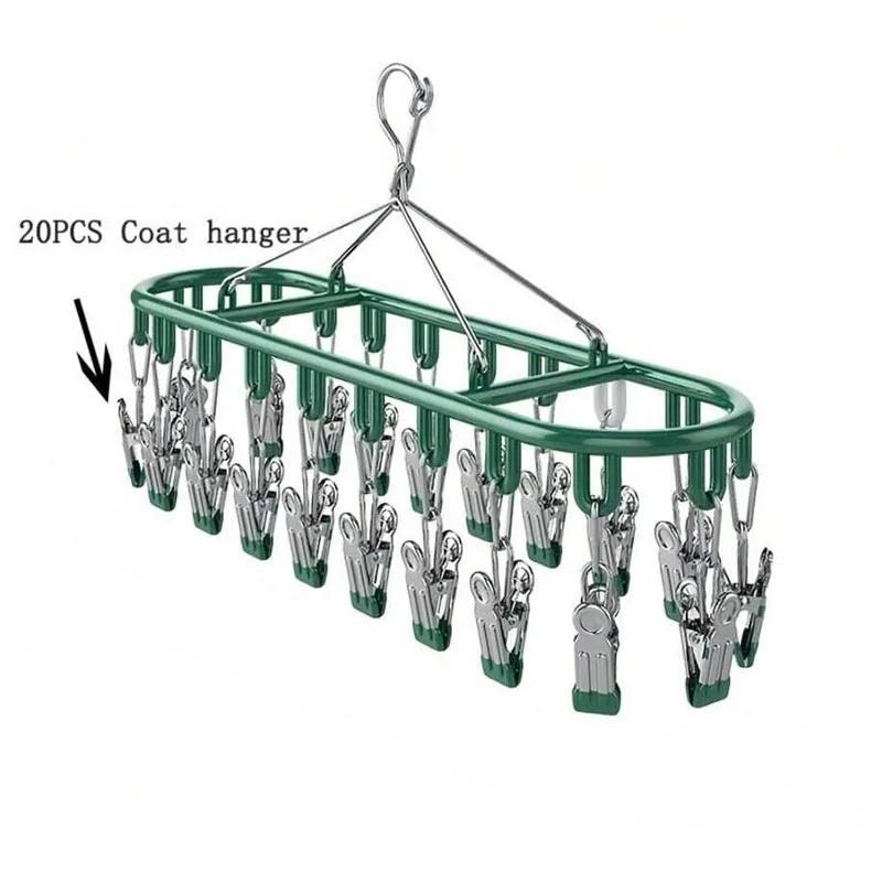 Clothes and Socks Drying Rack, Stainless Steel Underwear Dryer Washing Rack with Windproof Hook for Hanging Towel Bra Gloves Clo