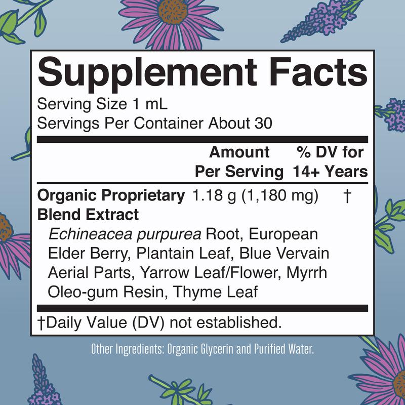Lymphatic Support Herbal Blend Liquid Drops - Organic Lymphatic Cleanse - Echinacea & Elderberry - Blue Vervain - Vegan - 30 Servings