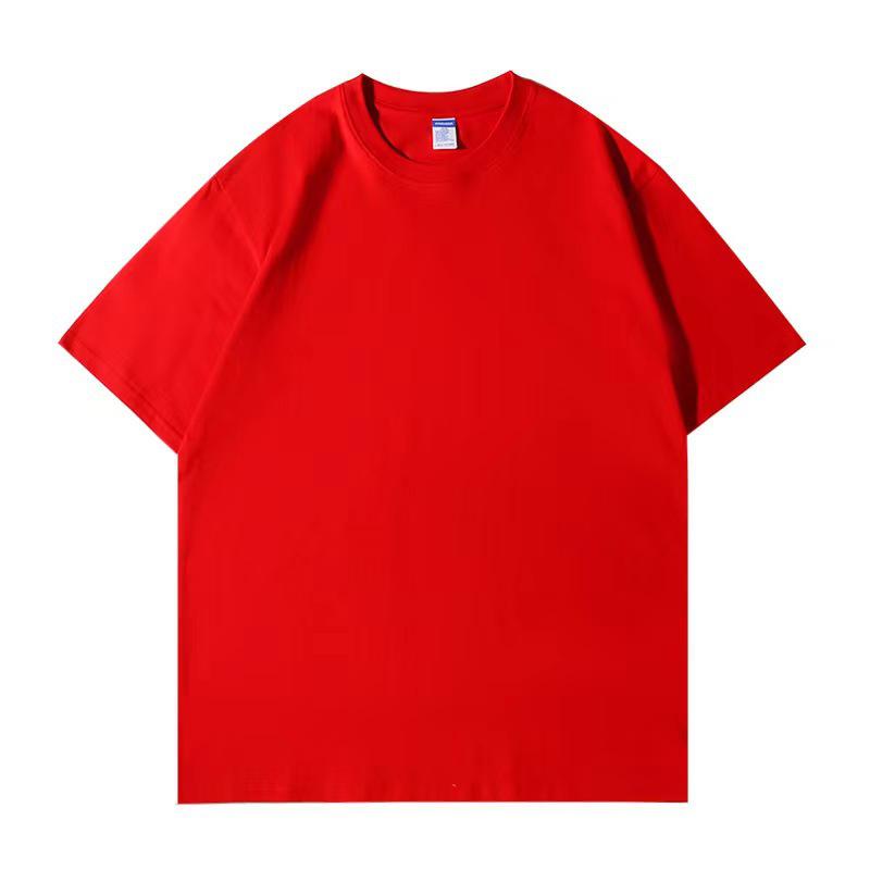260g Unisex Pure Cotton Loose Fit Double Yarn Drop Shoulder Half Sleeve T-Shirt