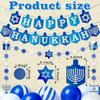 Hanukkah Decorations Banner Happy Hanukkah Banner Party DIY Decor Garland for Home Indoor Blue Glitter Supplies