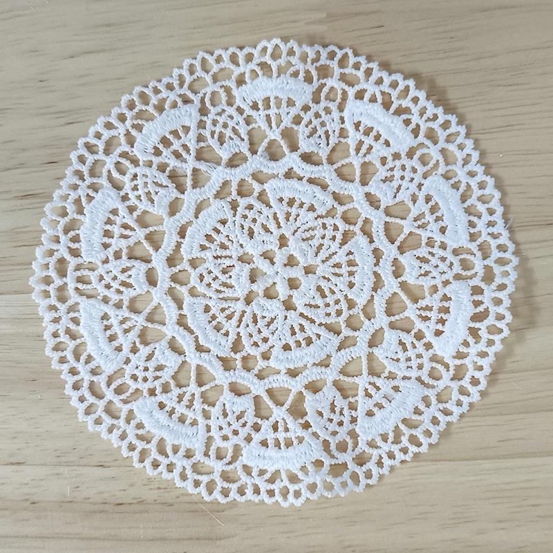 White Vintage Water-soluble Lace Small Coaster Cloth Sticker Clothes Decoration Patch Sticker DIY Hollow Embroidery Fabric Patch Accessories