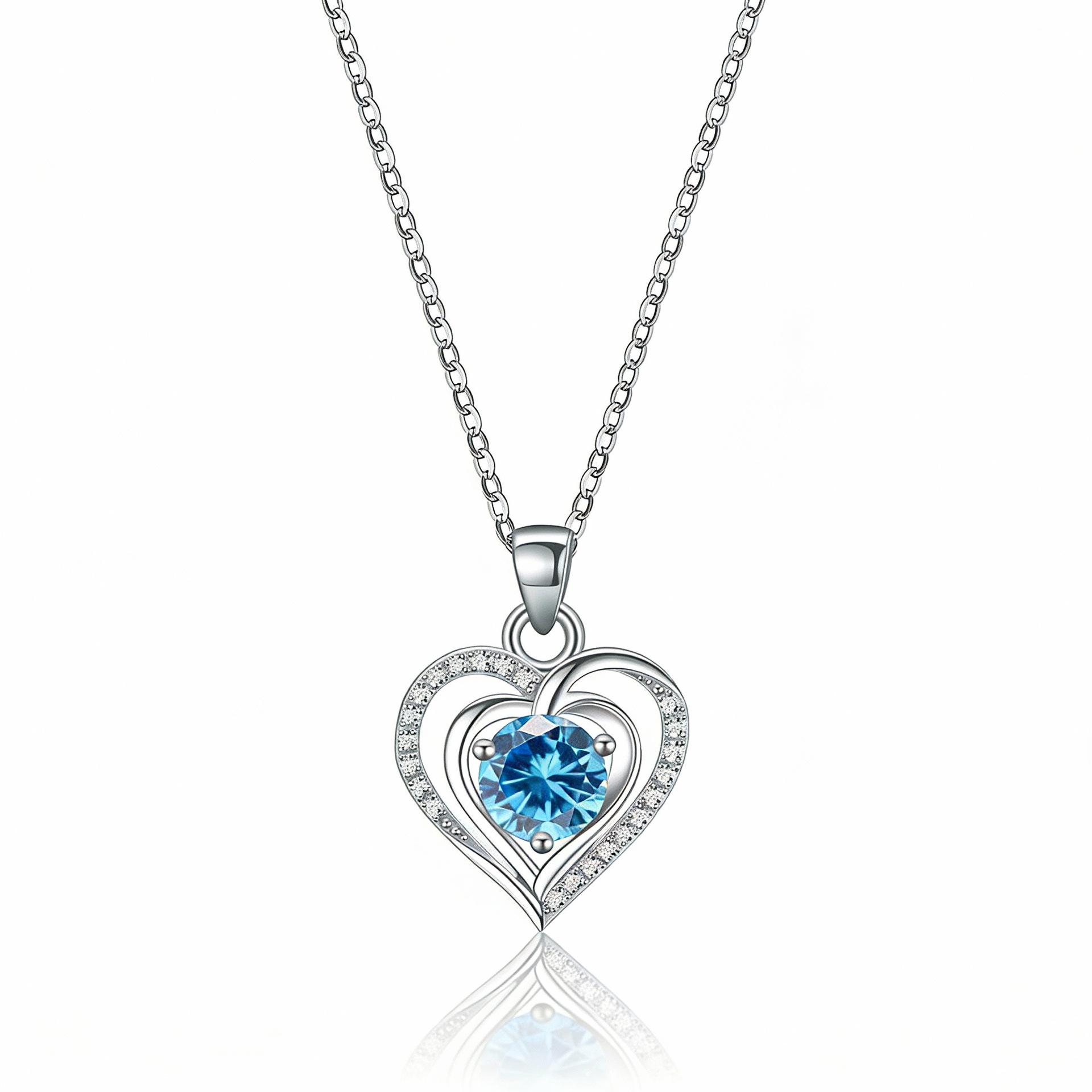 Ожерелье с сердцем океана: Женский подарок на День святого Валентина из титановой стали - Высококачественный, нетускнеющий кулон в форме сердца, легкая роскошь