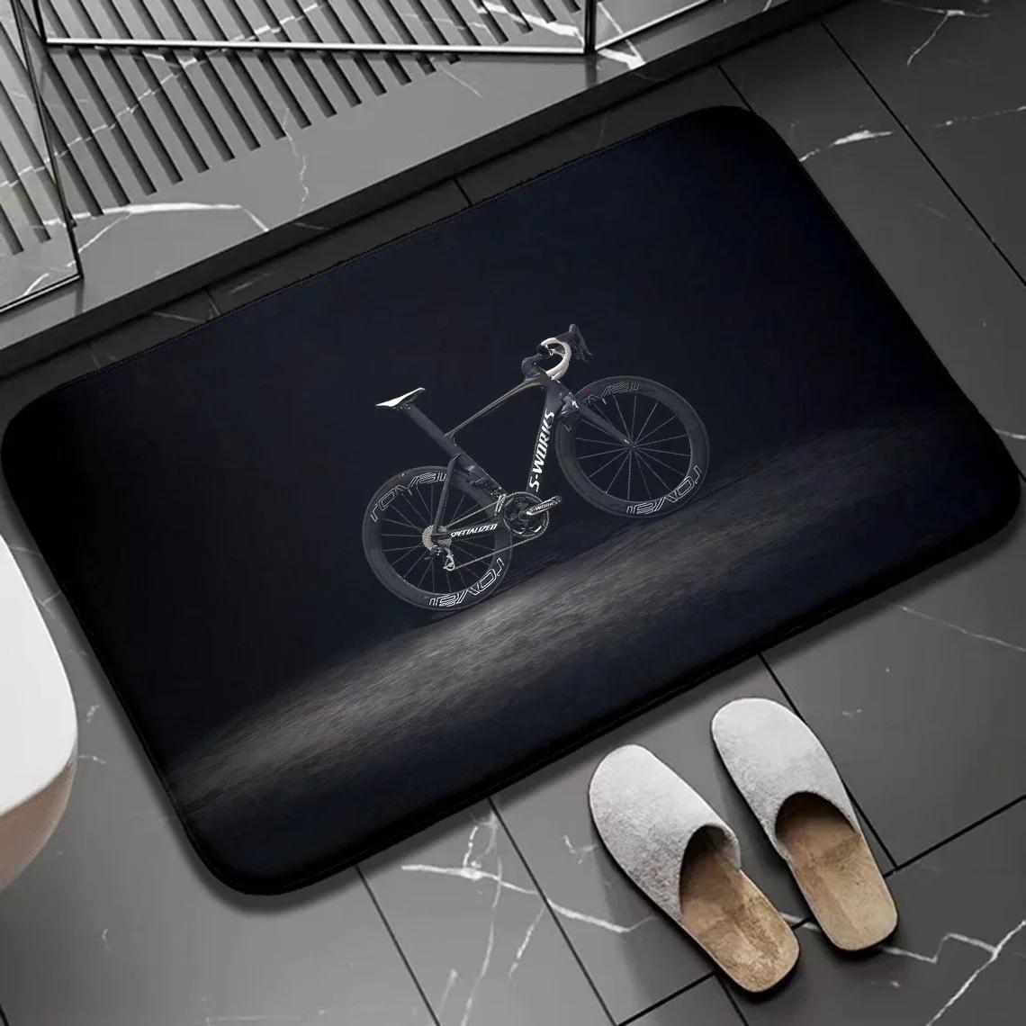 1 Stuks Fietsers Binnen Buiten Deurmat Antislip Fiets Print Huisdecoratie Tapijt Voor Keuken Slaapkamer Bad Voetmatten Wasbare Vloermat 40x60cm