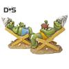 Strand Lounge Stuhl Nebel Figurine Harz Liegen Cartoon Frosch Statue Skulptur Home Office Desktop Indoor Outdoor Garten Dekoration Ornament