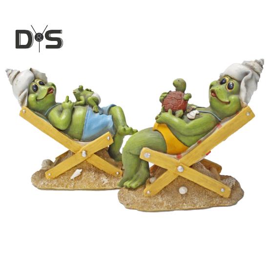 Strand Lounge Stuhl Nebel Figurine Harz Liegen Cartoon Frosch Statue Skulptur Home Office Desktop Indoor Outdoor Garten Dekoration Ornament