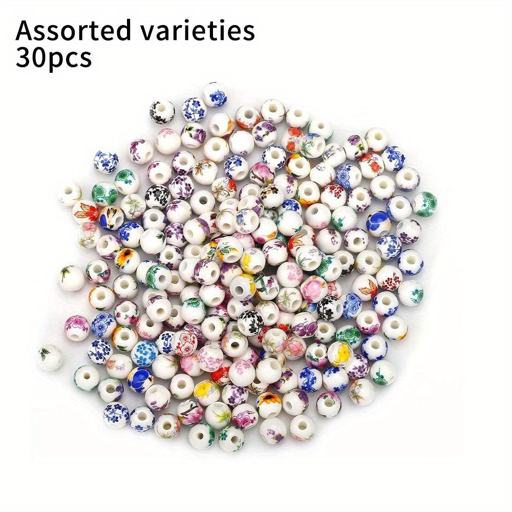 

30/50 шт. Керамический материал, чернила, стиль, украшение, бусина, цветок, керамическая бусина, ремесло, браслет из бисера, бусина, браслет «сделай сам», ожерелье, кулон, цепочка для ног 30pcs