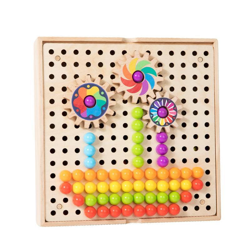 Children'S Early Education Educational Multi-Functional Gear Creative Mushroom Nail Pairing Assembly Parent-Child Desktop Toy